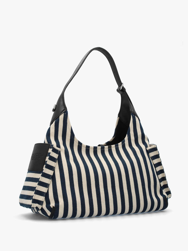 The Striped Canvas Belted Blue Sea Multi Sack Bag