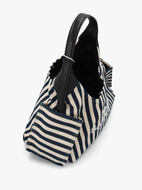 The Striped Canvas Belted Blue Sea Multi Sack Bag