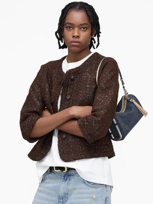 The Denim Suede Snapshot Dark Wash Indigo Shoulder Bag