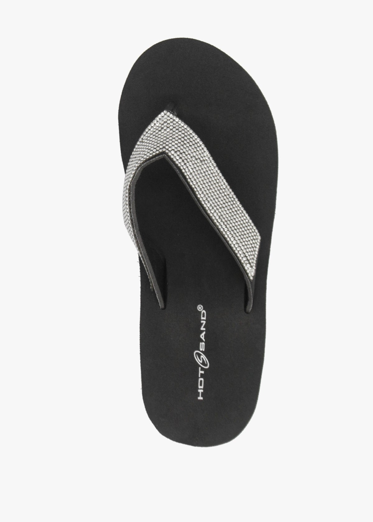 Black Embellished Toe Post Wedge Flip Flops