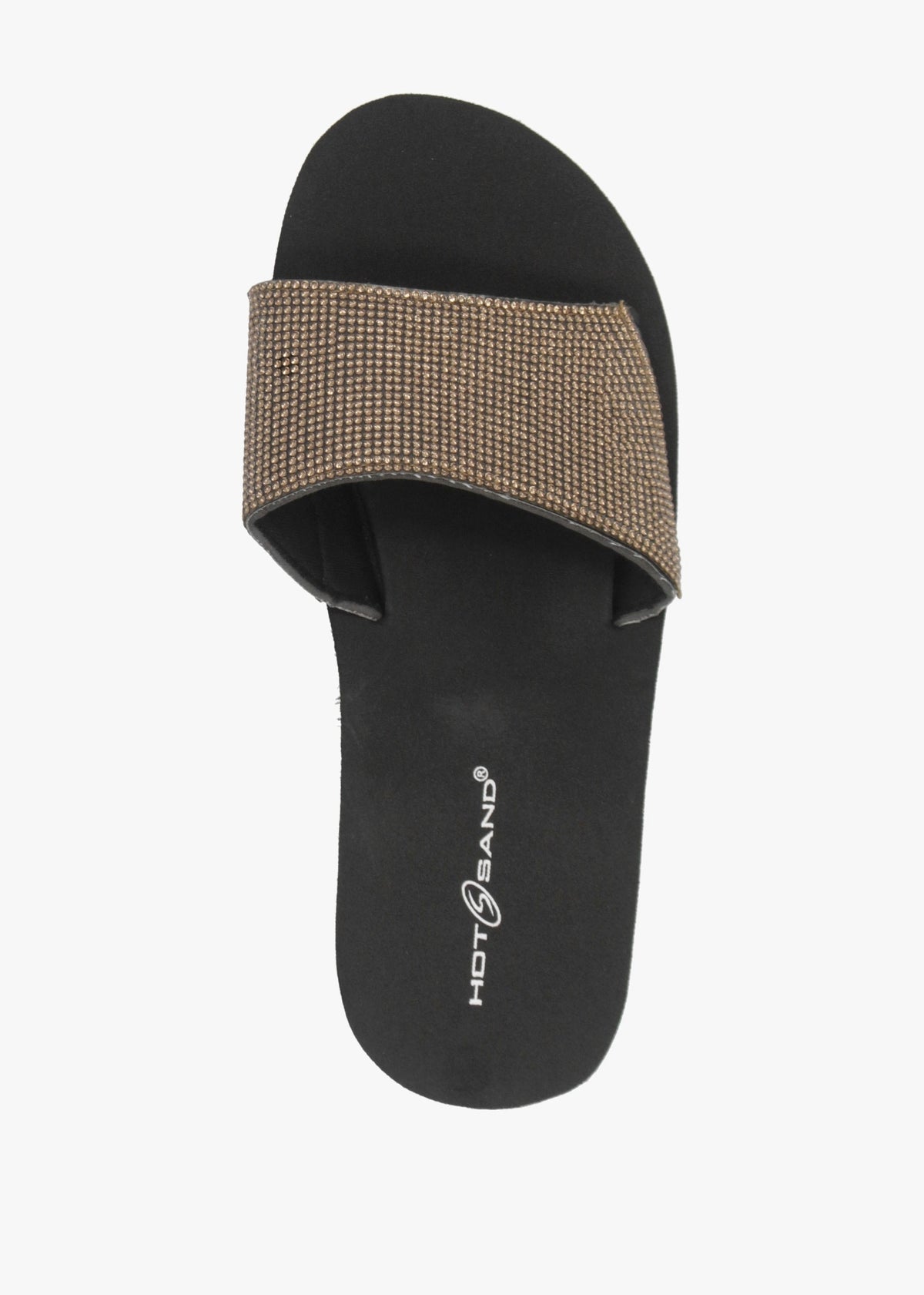 Bronze Diamante Wedge Mules