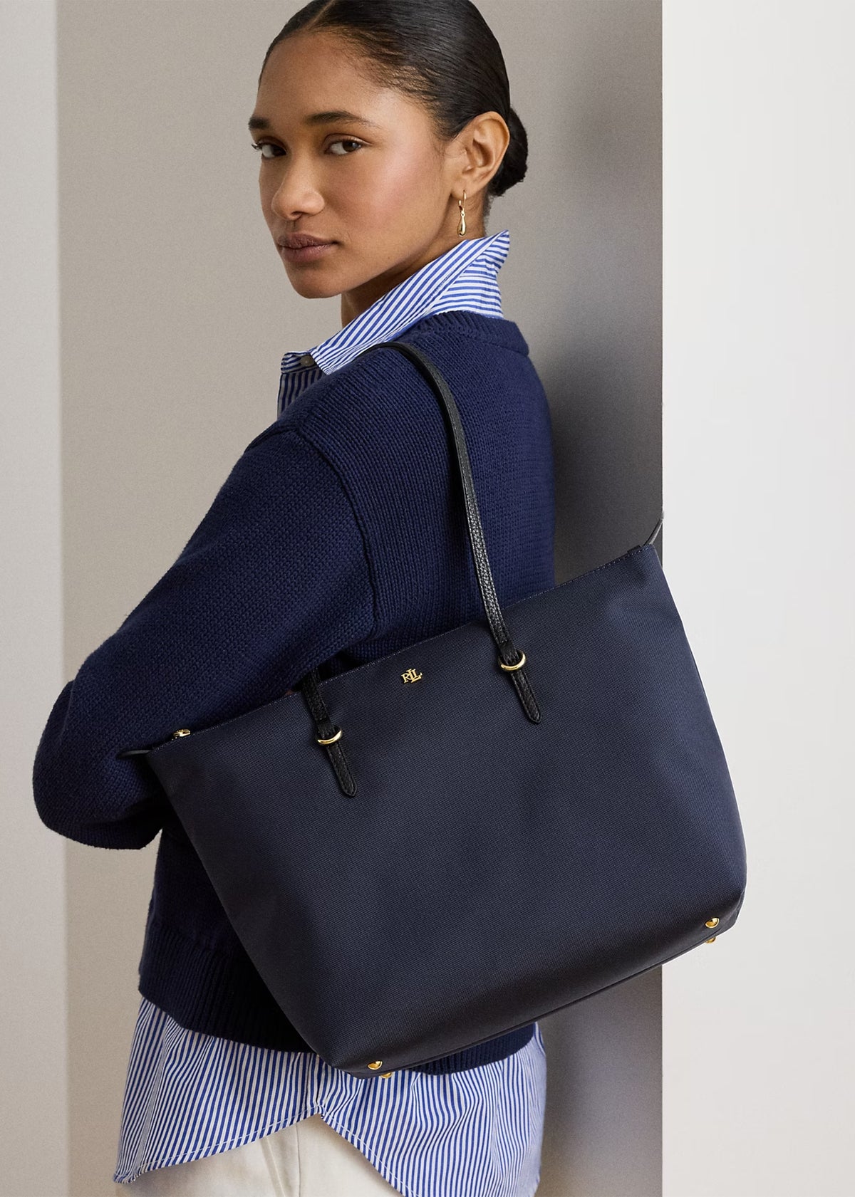 Medium Keaton 26 Navy Nylon Tote Bag