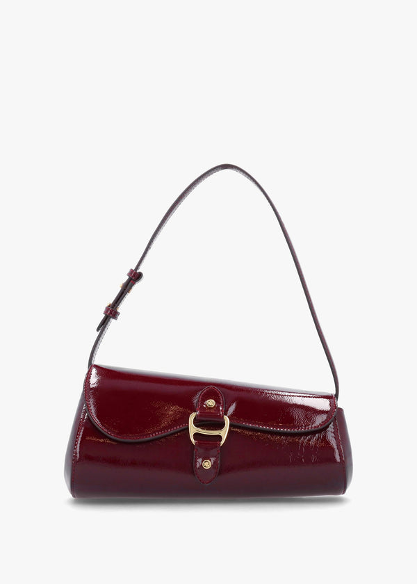 Medium Tasha East-West Red Patent Leather Shoulder Bag
