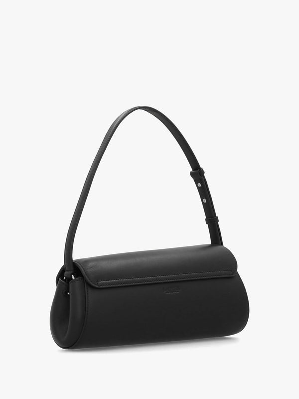 Medium Tasha East-West Black Leather Shoulder Bag