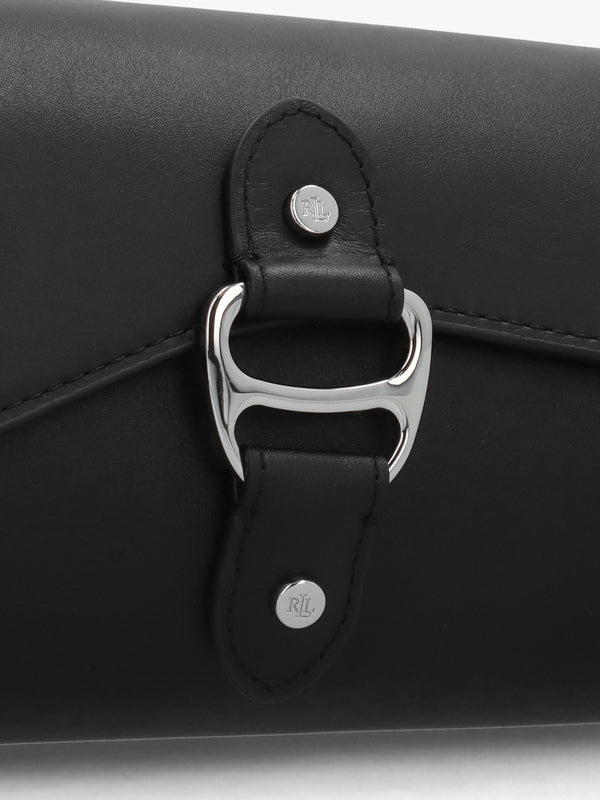 Medium Tasha East-West Black Leather Shoulder Bag