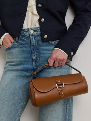 Medium Tasha East-West Lauren Tan Leather Shoulder Bag
