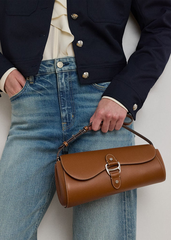 Medium Tasha East-West Lauren Tan Leather Shoulder Bag