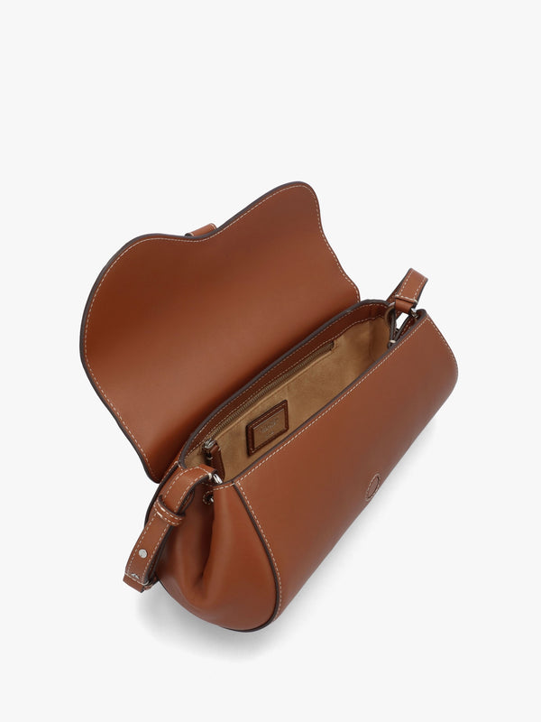 Medium Tasha East-West Lauren Tan Leather Shoulder Bag