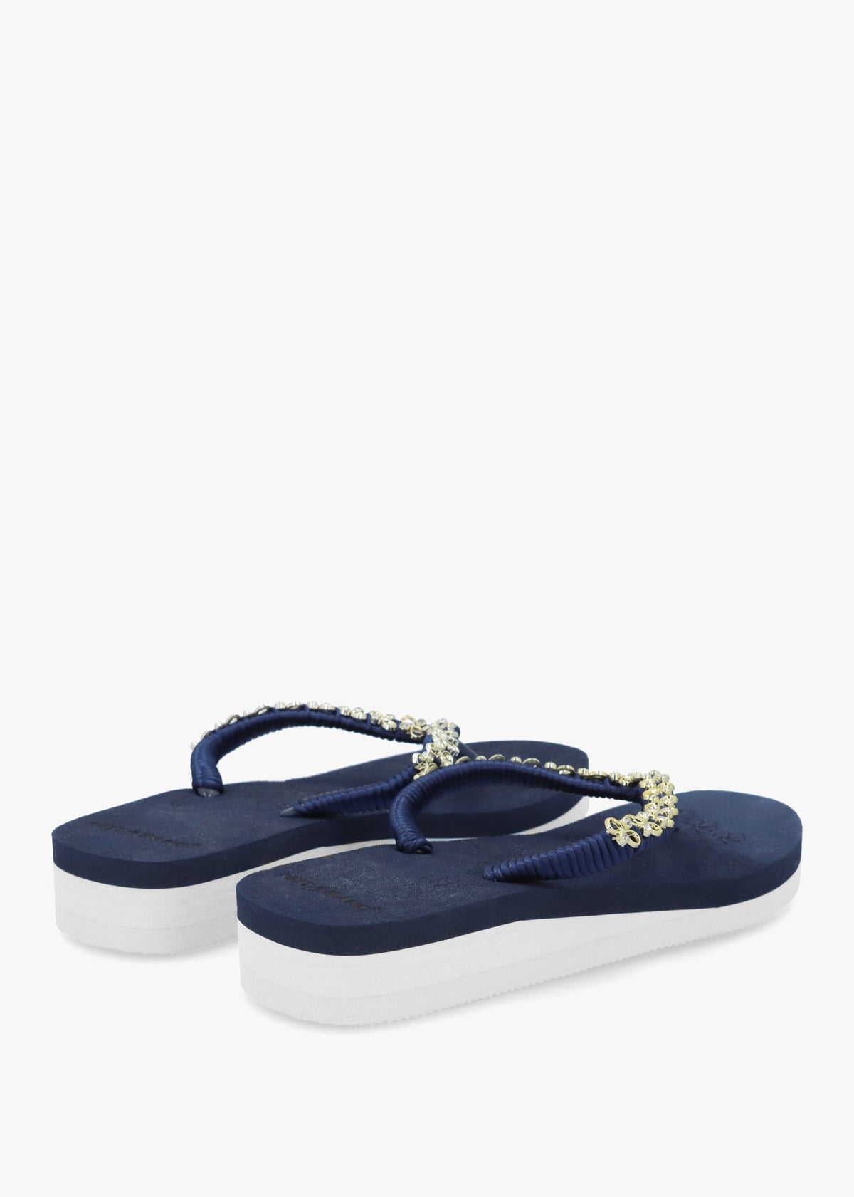 Navy Embellished Toe Post Flip Flops