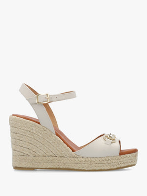 Jaffle Cream Leather Snaffle Wedge Espadrilles