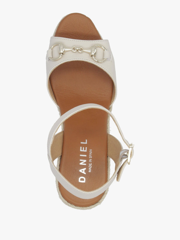Jaffle Cream Leather Snaffle Wedge Espadrilles