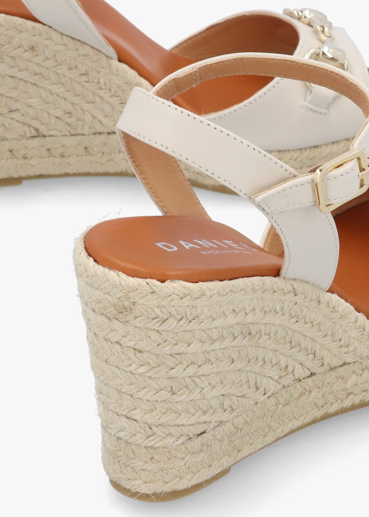 Jaffle Cream Leather Snaffle Wedge Espadrilles