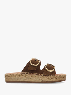 Jander Brown Suede Flatform Espadrille Mules