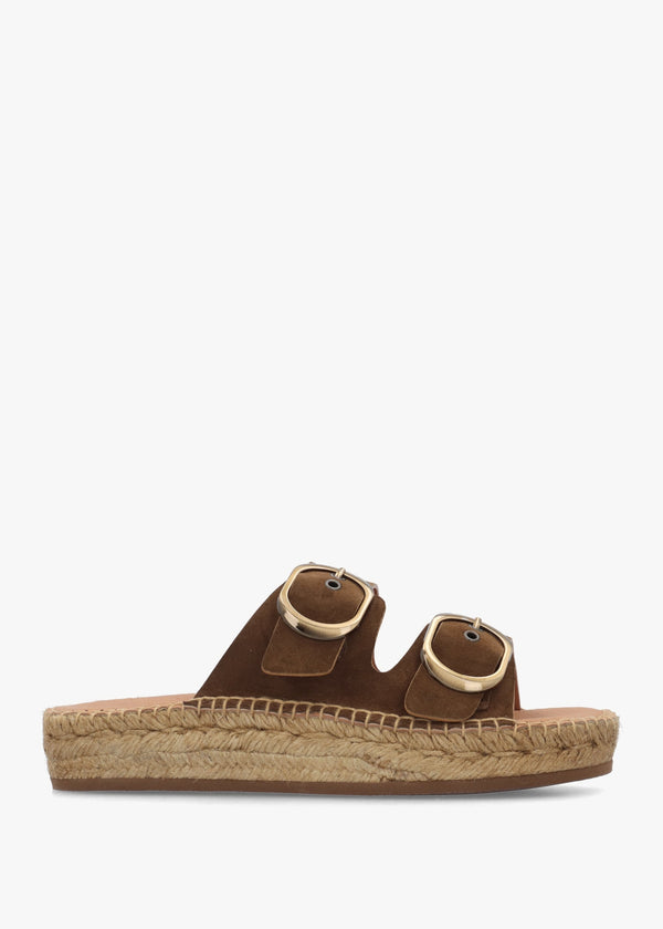 Jander Brown Suede Flatform Espadrille Mules