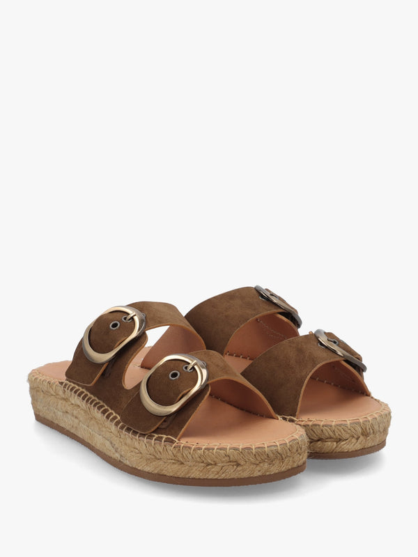 Jander Brown Suede Flatform Espadrille Mules