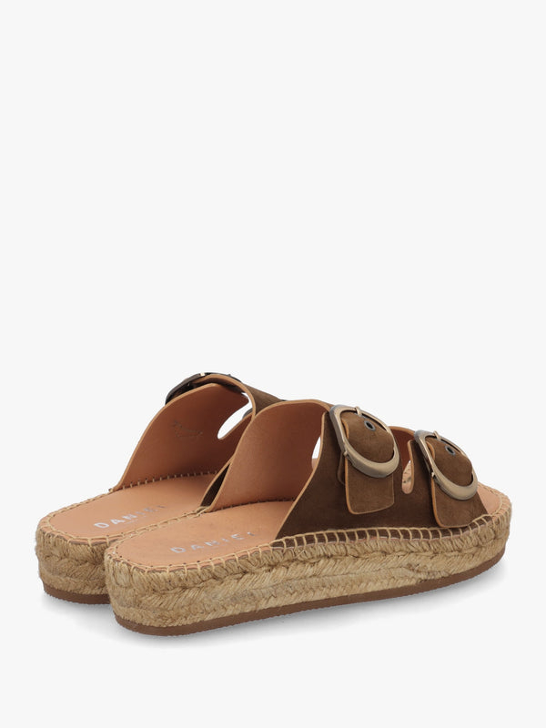 Jander Brown Suede Flatform Espadrille Mules