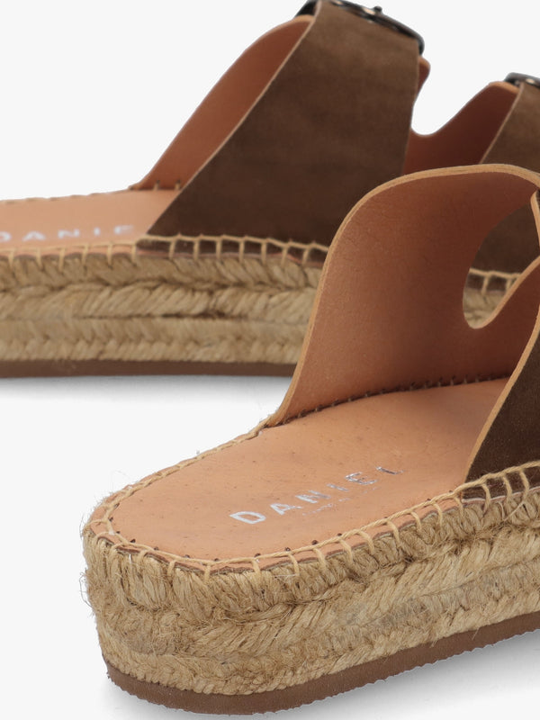 Jander Brown Suede Flatform Espadrille Mules
