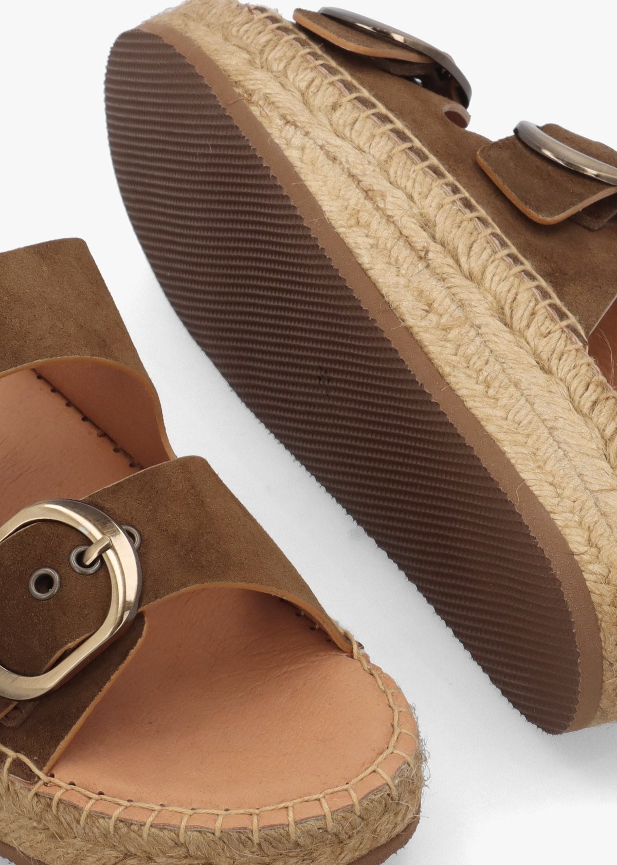 Jander Brown Suede Flatform Espadrille Mules