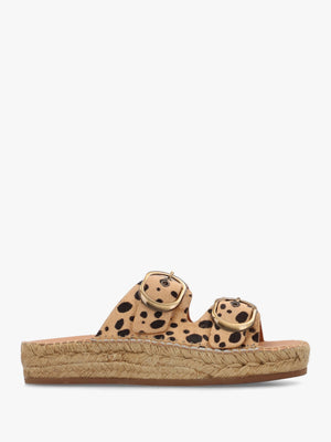 Jander Cheetah Pony Hair Flatform Espadrille Mules