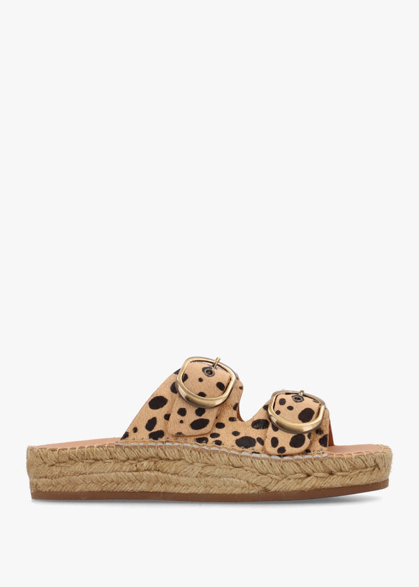 Jander Cheetah Pony Hair Flatform Espadrille Mules