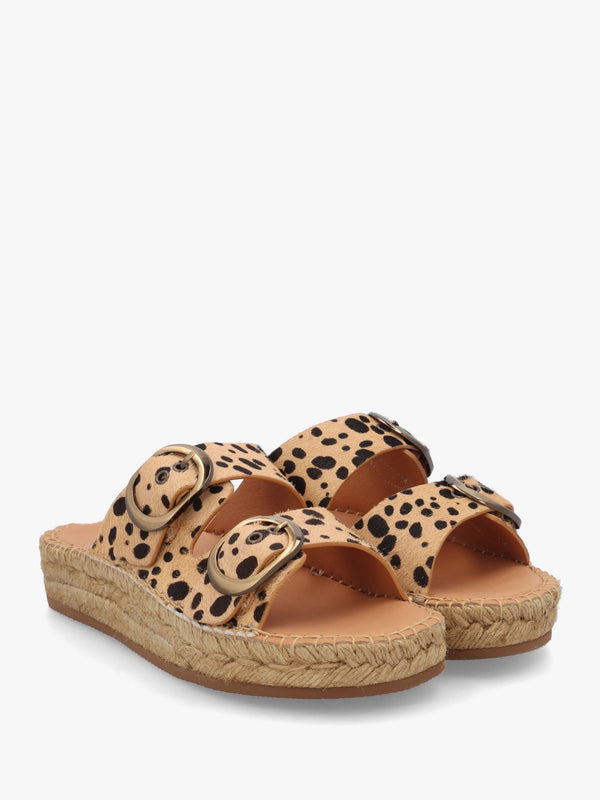 Jander Cheetah Pony Hair Flatform Espadrille Mules