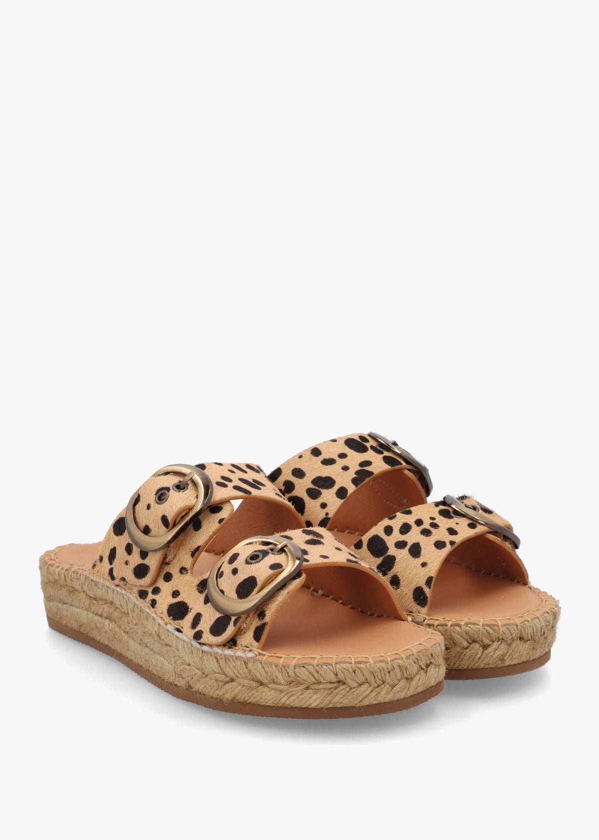 Jander Cheetah Pony Hair Flatform Espadrille Mules