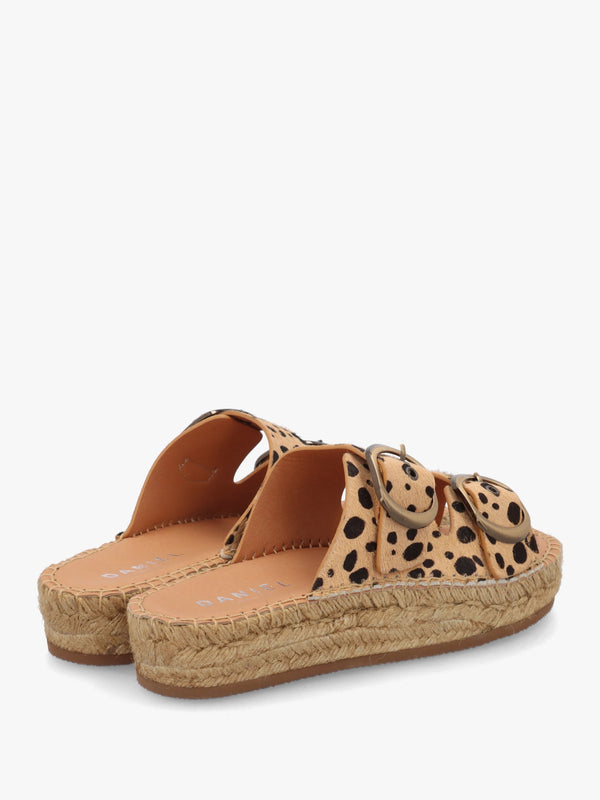 Jander Cheetah Pony Hair Flatform Espadrille Mules