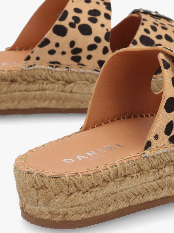 Jander Cheetah Pony Hair Flatform Espadrille Mules