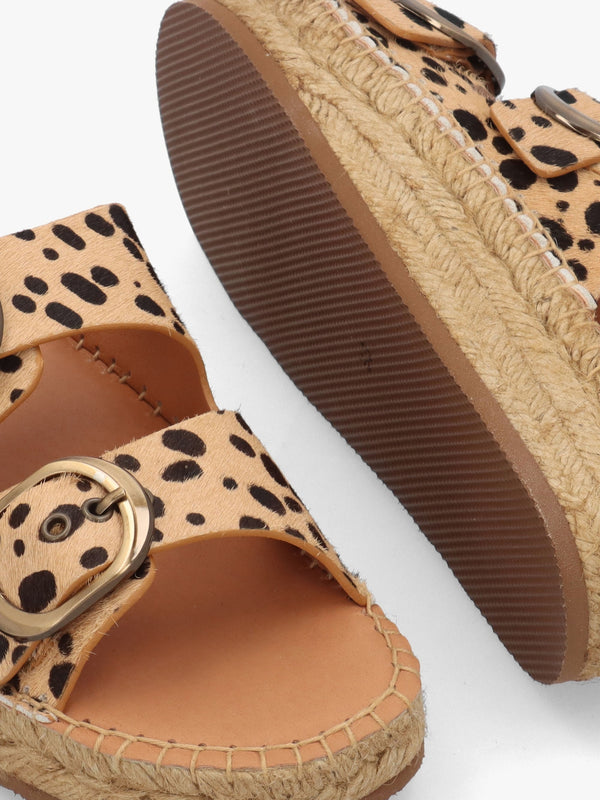 Jander Cheetah Pony Hair Flatform Espadrille Mules