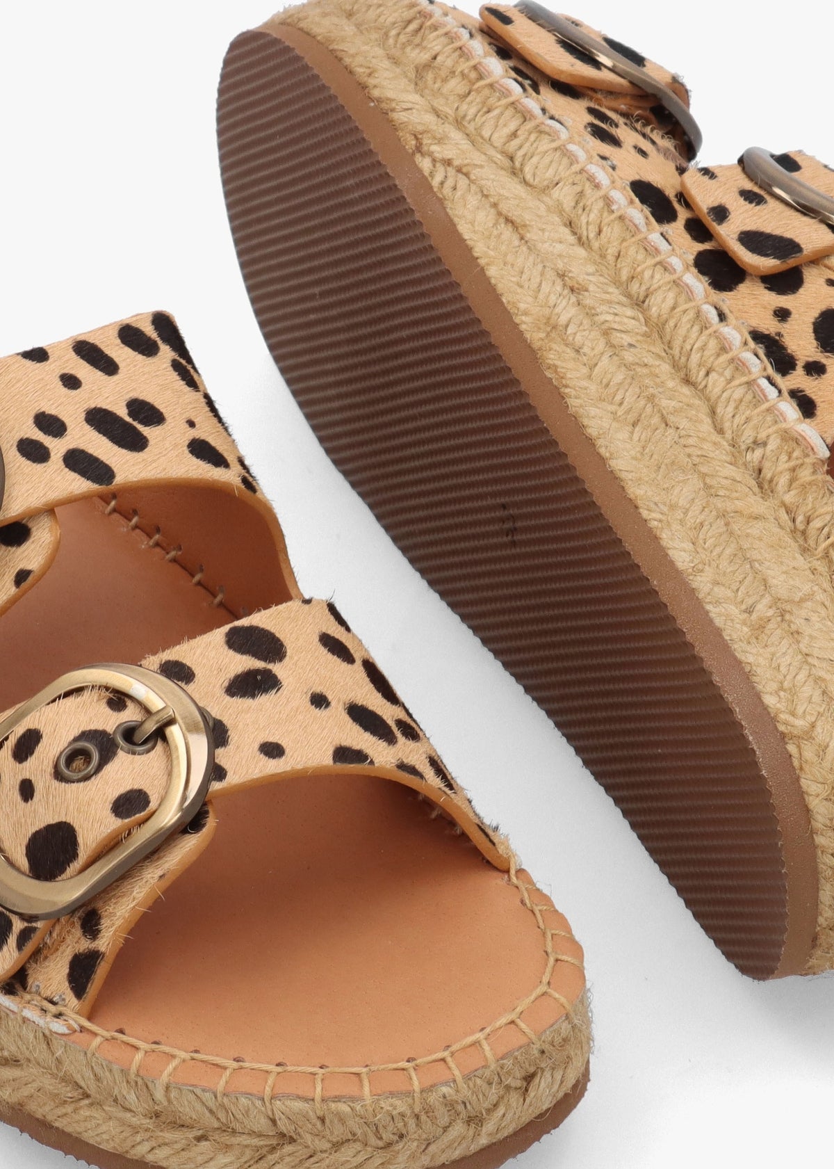 Jander Cheetah Pony Hair Flatform Espadrille Mules