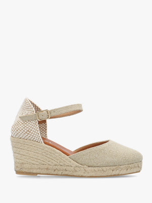 Jassy Beige Textile Mid Wedge Espadrilles