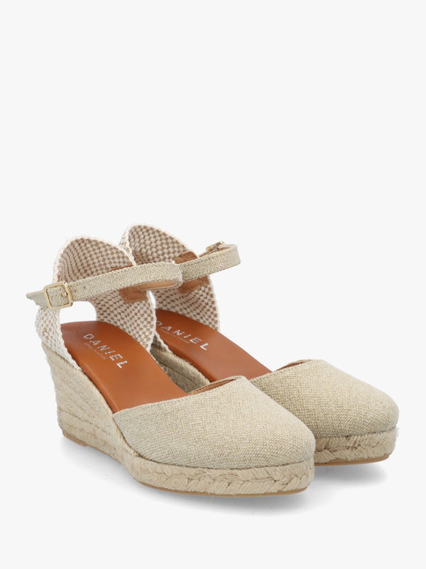 Jassy Beige Textile Mid Wedge Espadrilles