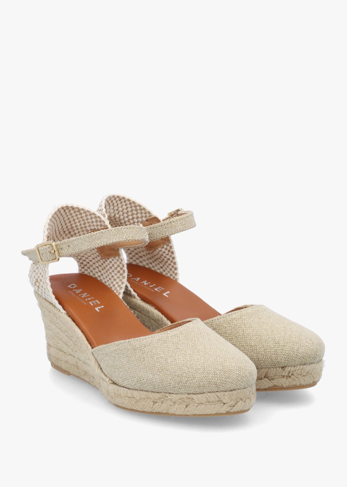 Jassy Beige Textile Mid Wedge Espadrilles
