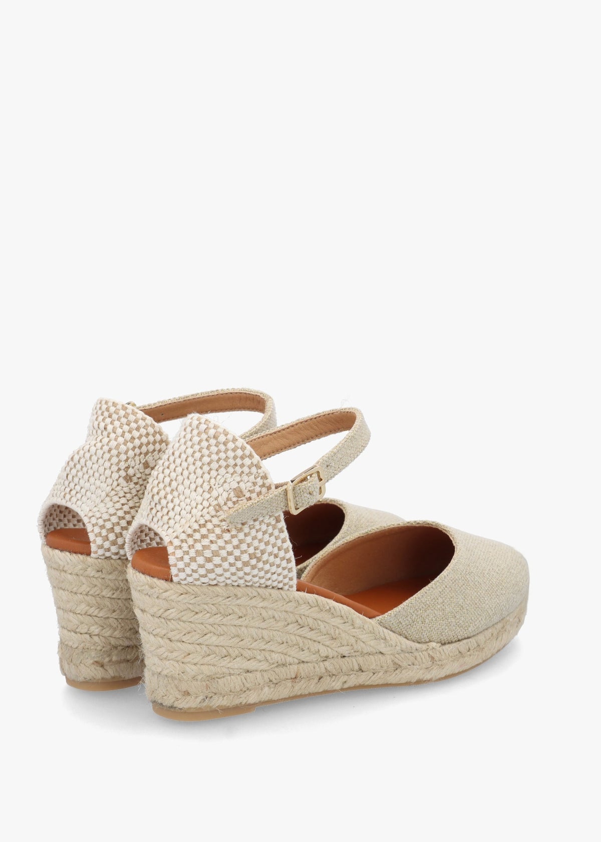 Jassy Beige Textile Mid Wedge Espadrilles