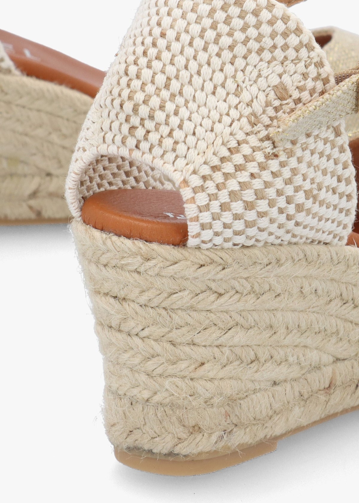 Jassy Beige Textile Mid Wedge Espadrilles