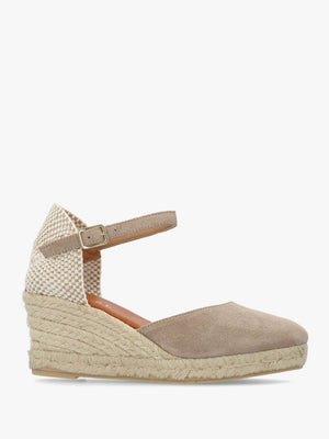 Jassy Beige Suede Mid Wedge Espadrilles