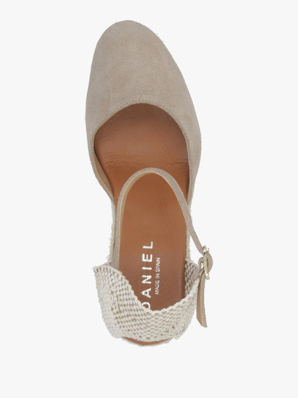 Jassy Beige Suede Mid Wedge Espadrilles