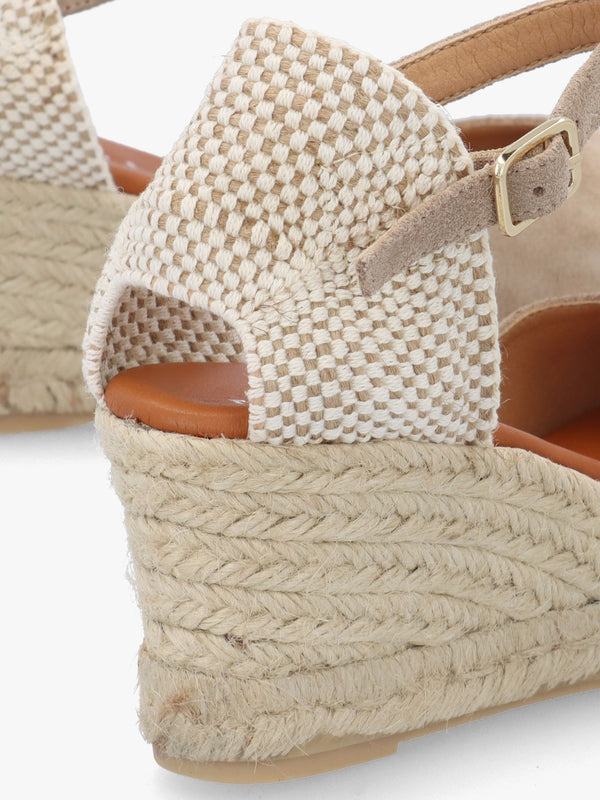 Jassy Beige Suede Mid Wedge Espadrilles