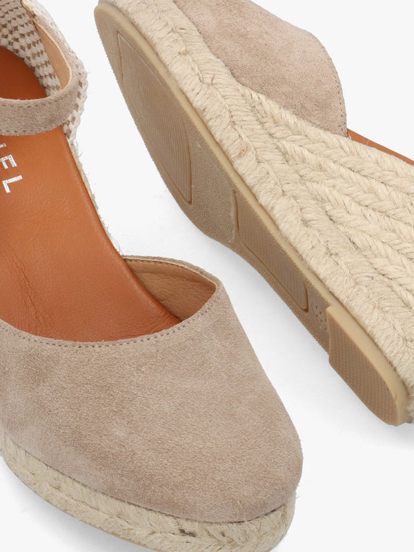 Jassy Beige Suede Mid Wedge Espadrilles