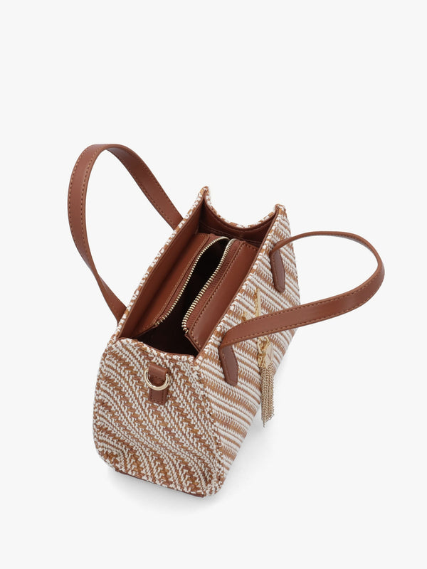 Divina Summer Cuoio Multi Woven Shopper Bag