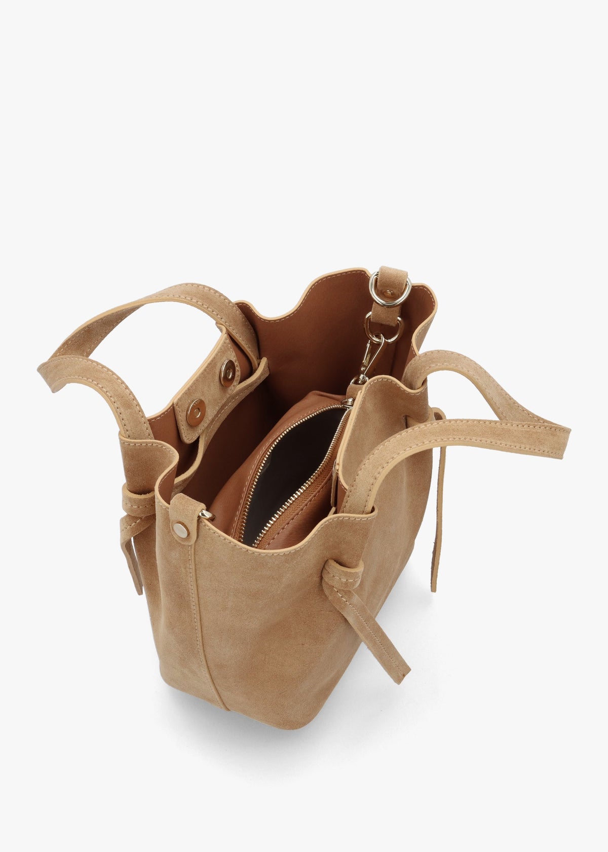 Intote Tan Suede Tote Bag