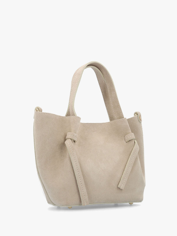 Intote Beige Grey Suede Tote Bag