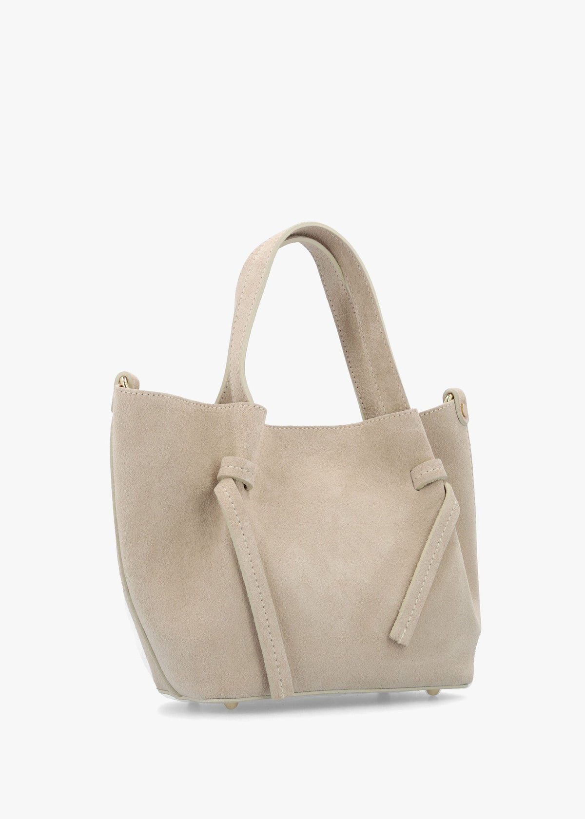Intote Beige Grey Suede Tote Bag