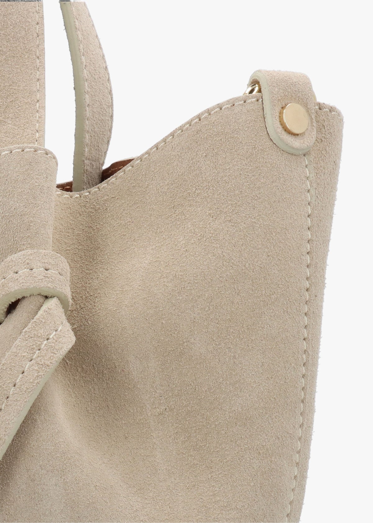 Intote Beige Grey Suede Tote Bag