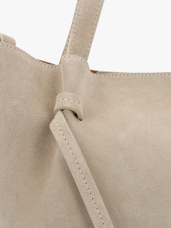 Intote Beige Grey Suede Tote Bag