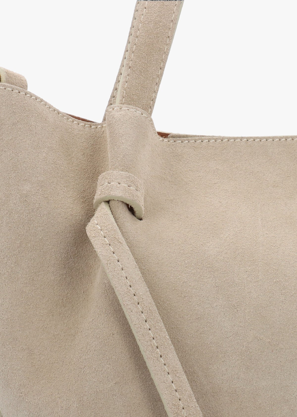 Intote Beige Grey Suede Tote Bag