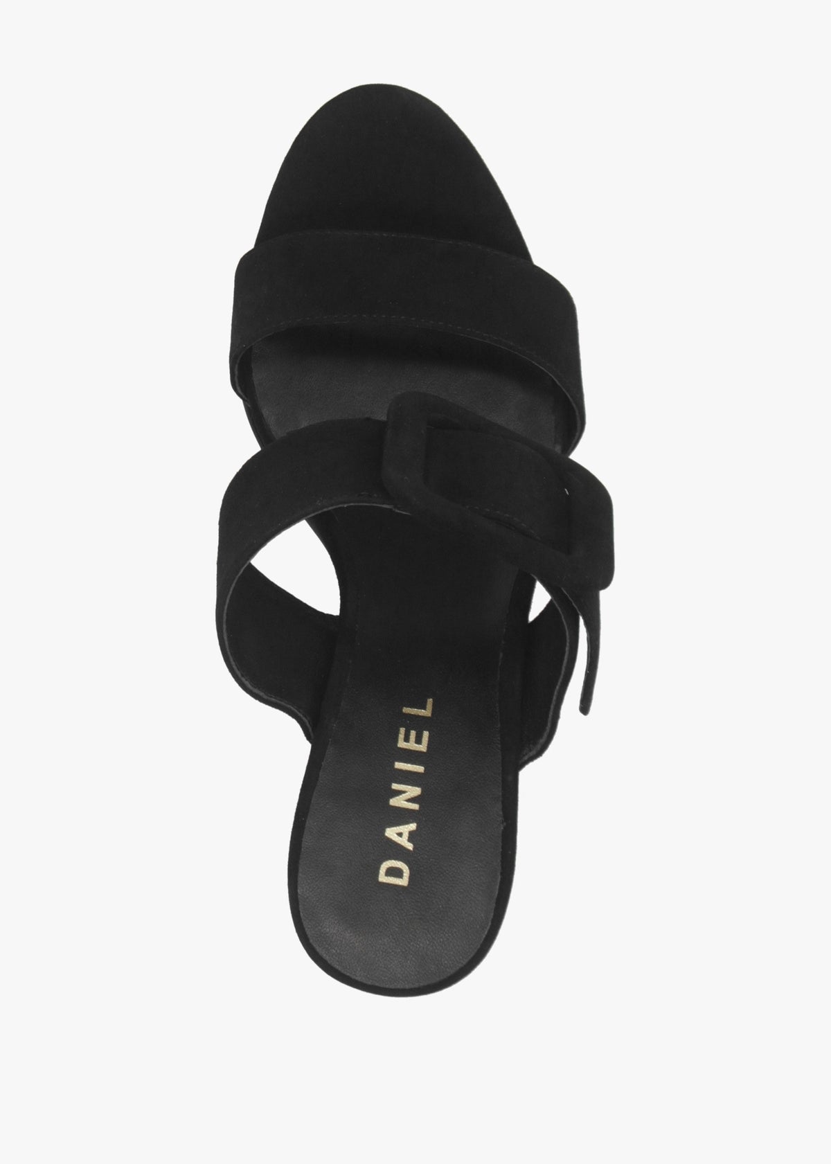 Eilish Black Suede Buckle Heeled Mules
