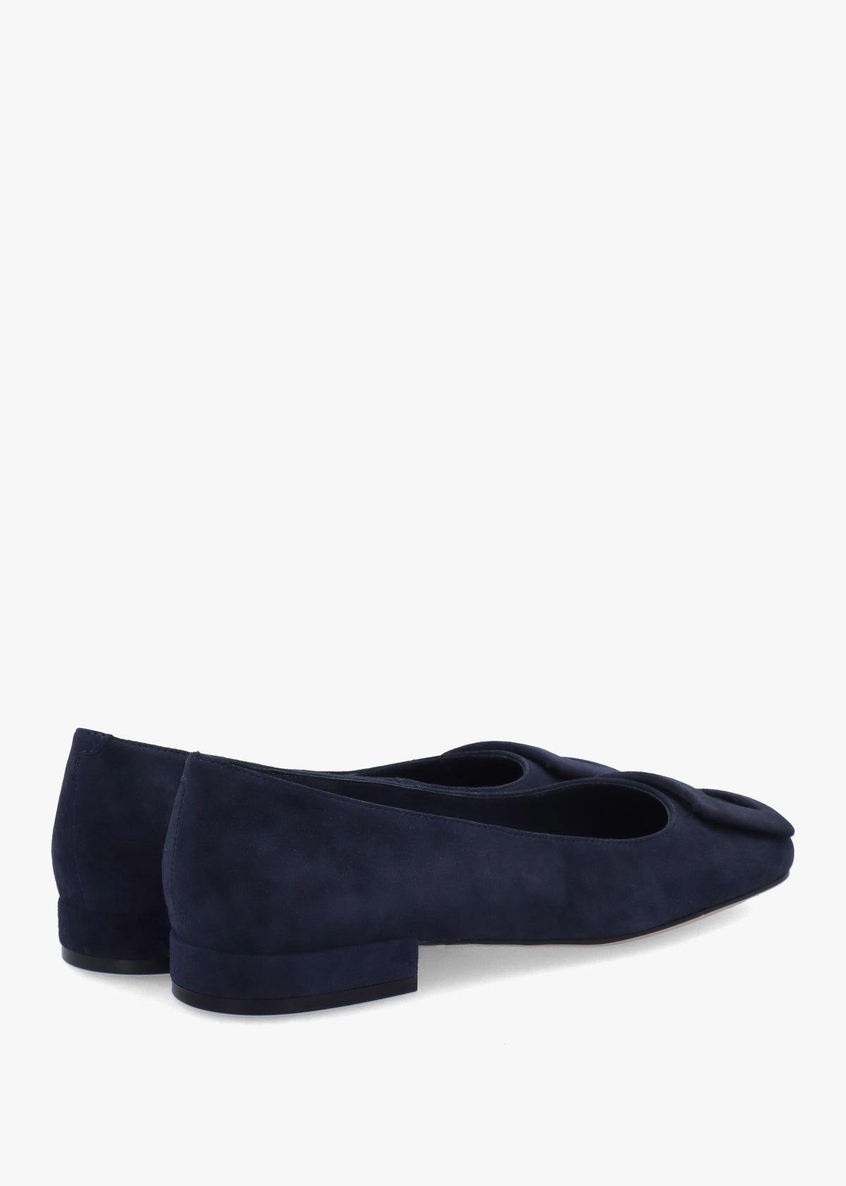 East Navy Suede Buckle Trim Flat Pumps