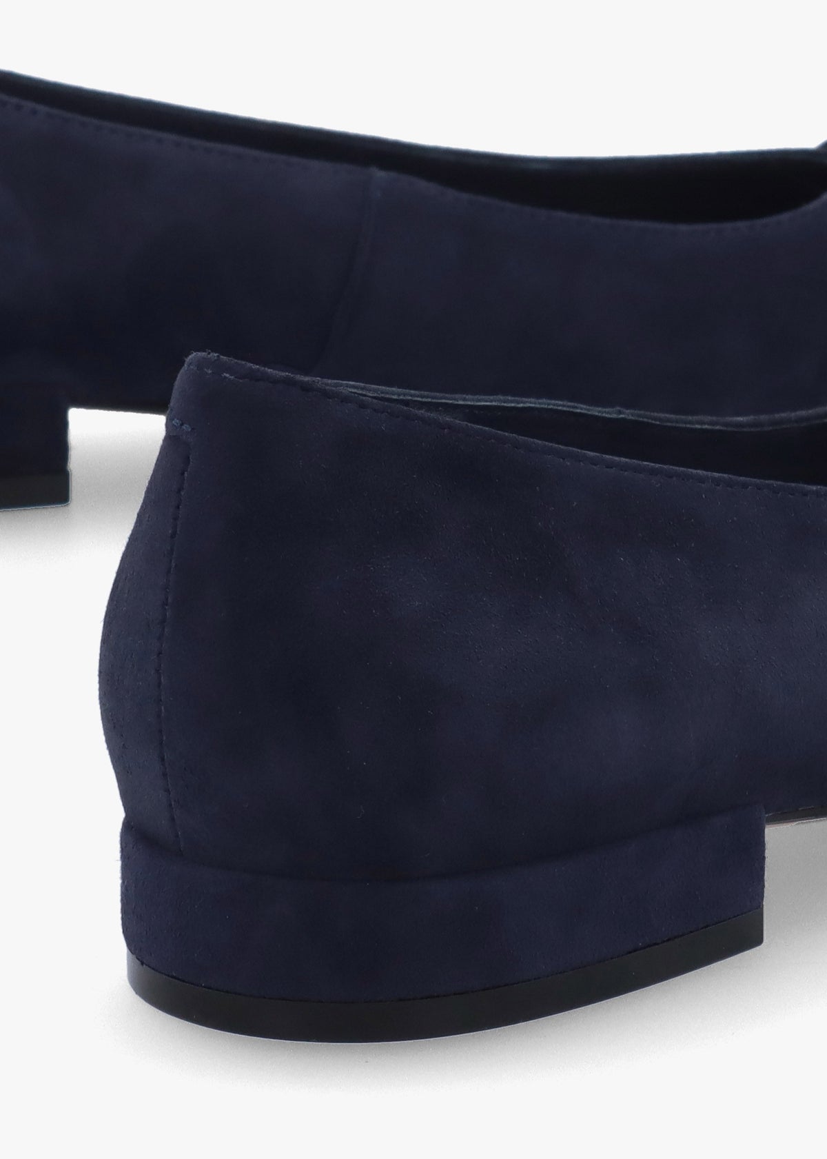 East Navy Suede Buckle Trim Flat Pumps