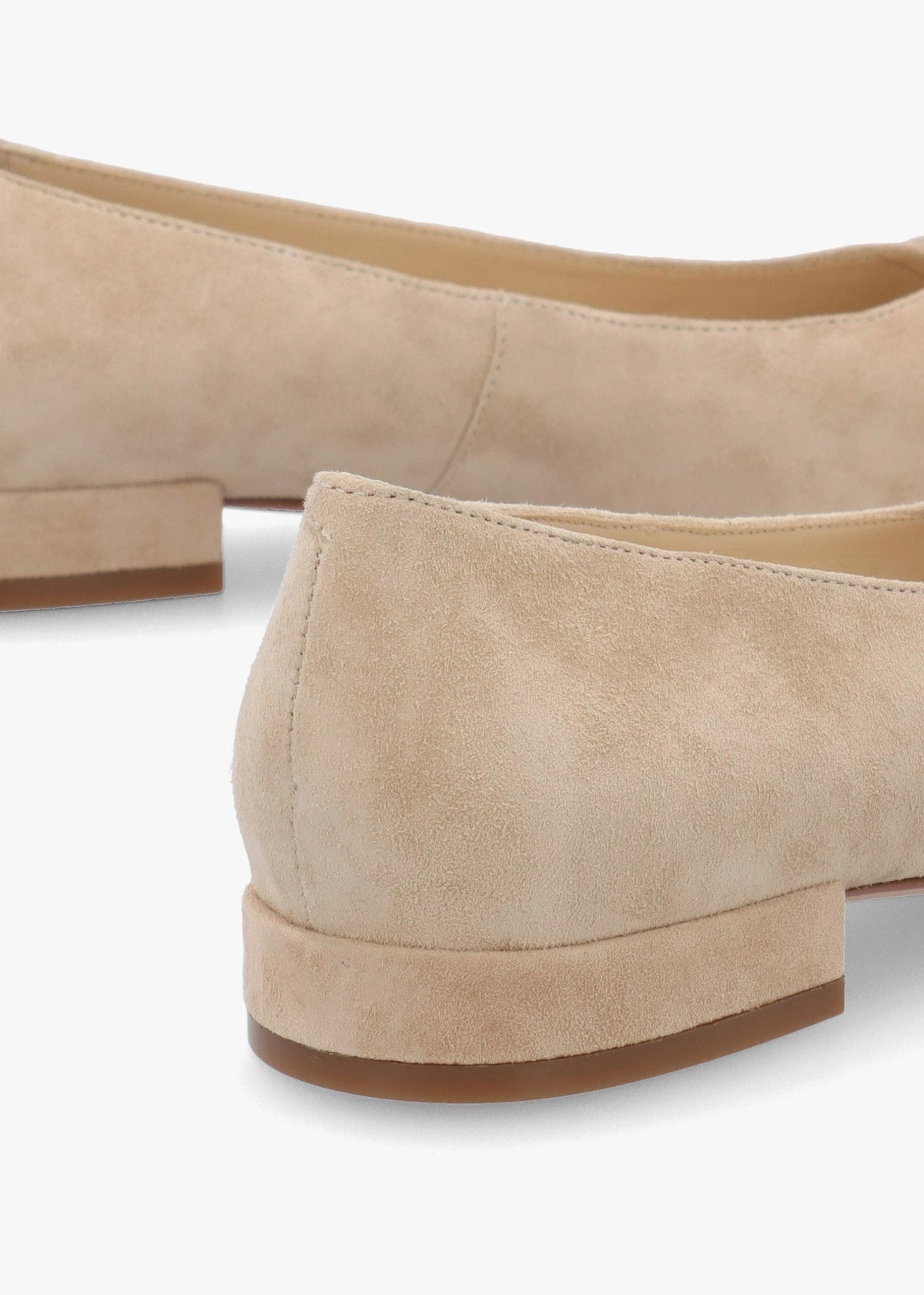 East Beige Suede Buckle Trim Flat Pumps
